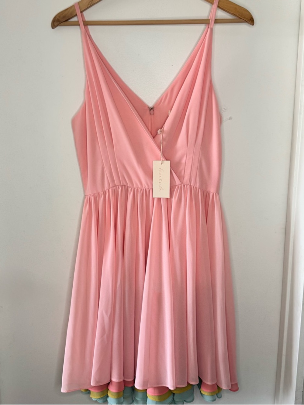 Hutch Dahlia pastel mini dress layered chiffon Women’s 4 Anthropologie Pink NEW